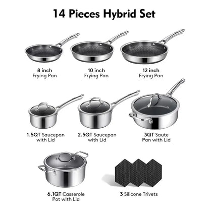 Hybrid Nonstick Stainless Steel Cookware Sets